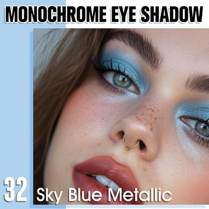 Sky Blue Single Metallic Shimmer Eyeshadow Makeup, Neutral Powde Eye Shadow - Image 2