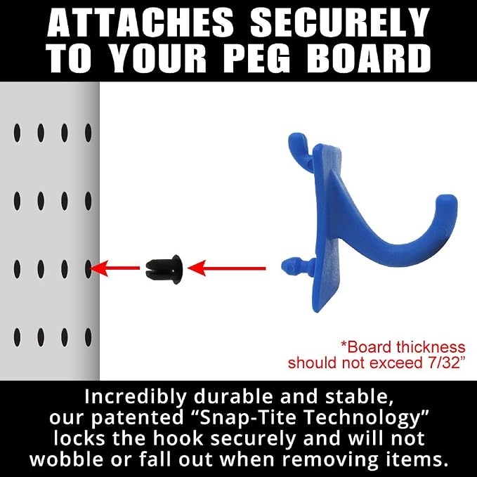 PegPro® J Hooks Kit for Standard “Wood Fiber” pegboard – Durable Plastic - Image 3