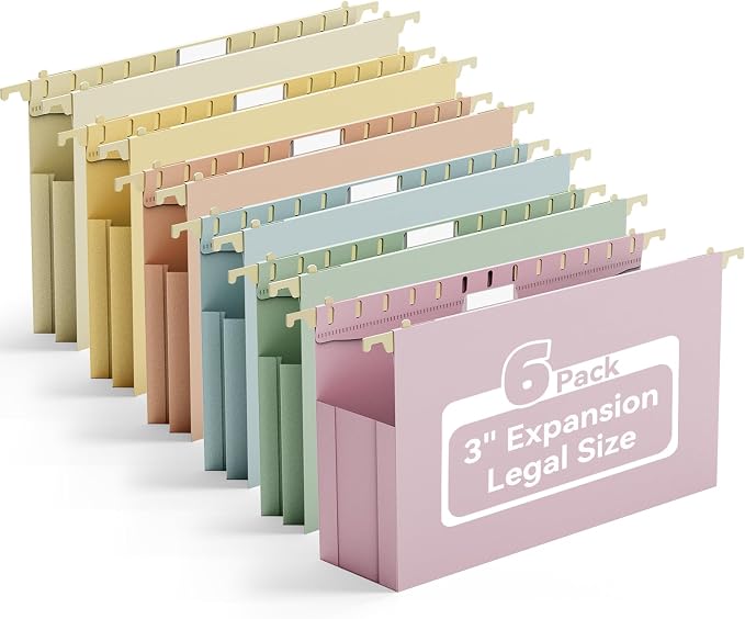 Ansook Plastic Legal Size Hanging File Folders, Heavy Duty 3" Legal Expandable by Ansook