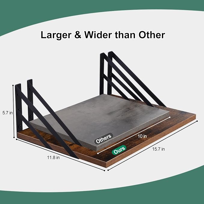 Tectocker-DOU 2 Pc Deep Floating Shelves ; Wall Mounted Hanging Shelves - Image 3
