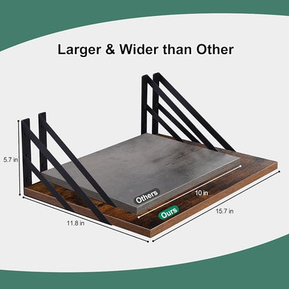 Tectocker-DOU 2 Pc Deep Floating Shelves ; Wall Mounted Hanging Shelves - Image 3