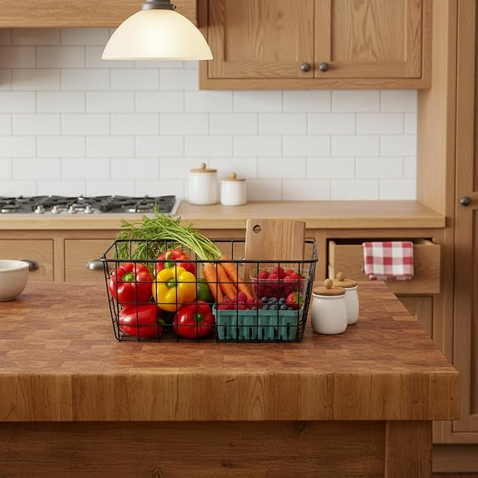 Kitchen Wire Baskets Farmhouse Decor Metal Food Storage Organizer, Household - Image 4