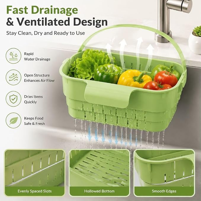 Hanging Sink Drain Basket, Collapsible Kitchen Strainer Basket | Foldable - Image 2