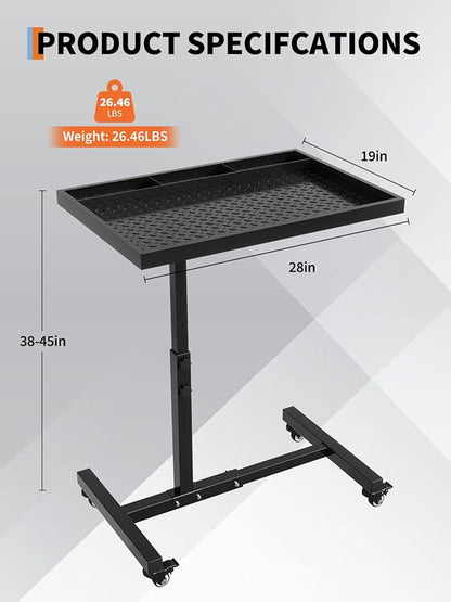 Rolling Tool Tray on Wheels, 220LBS Capacity Steel Mobile Work Table, - Image 7