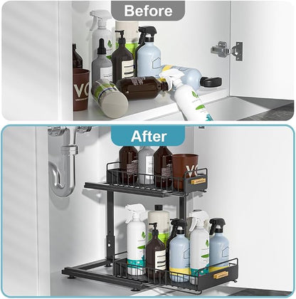 Under Sink Organizer Kitchen, 2 Tier Under Sink Organizers and Storage - Image 4