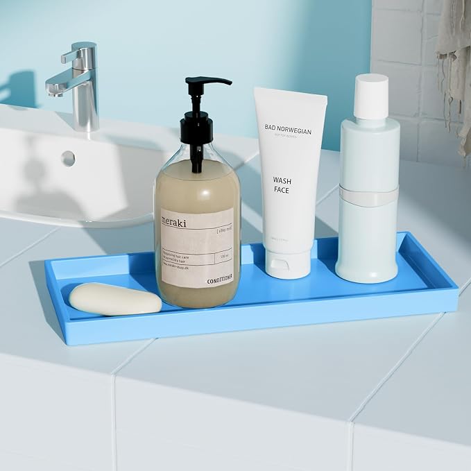 Vanity and Bathroom Tray, 11.8" ABS Countertop Organizer, Waterproof Vanity Tray - Image 2