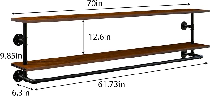 Clothes Rack 70in, Wall Mounted Garment Rack - Image 4