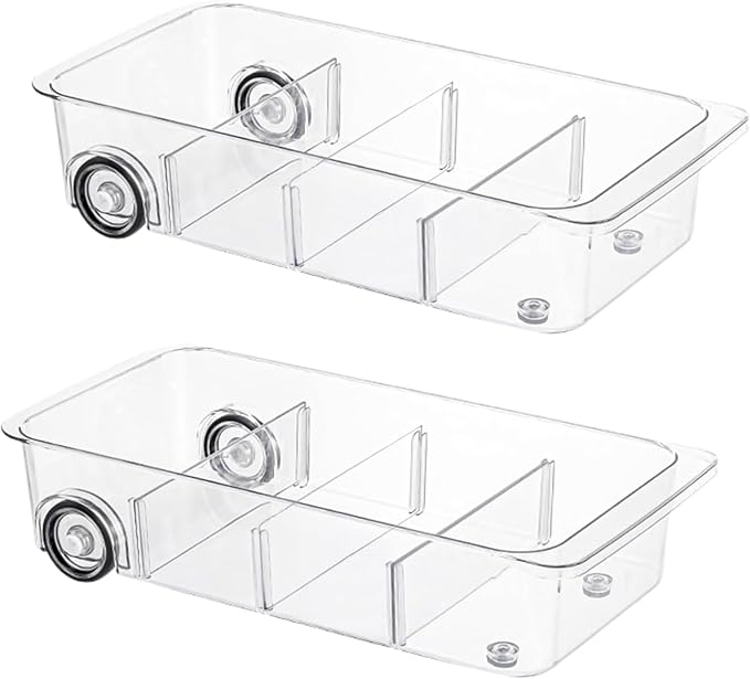 Fridge Organizer Bins With Wheels, 2 Pack Roll Out Refrigerator Organizers And by LXLXXL
