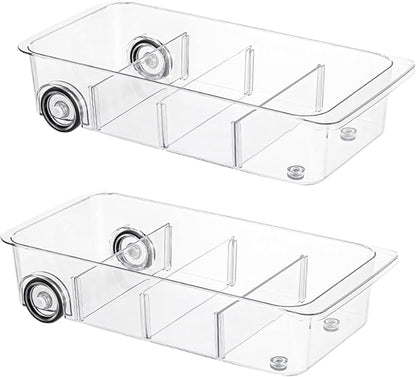 Fridge Organizer Bins With Wheels, 2 Pack Roll Out Refrigerator Organizers And by LXLXXL