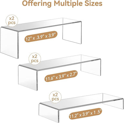ANDGOO Large Acrylic Display Risers, 2 Sets Clear Rectangular Showcase - Image 2