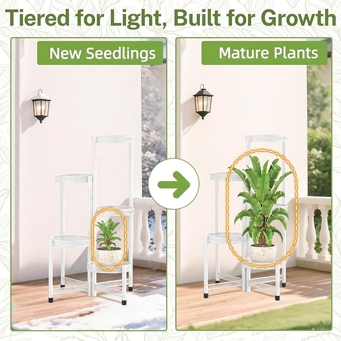 iDavosic.ly Plant Stand Indoor Outdoor, 5 Tier Corner Metal Flower Display - Image 7