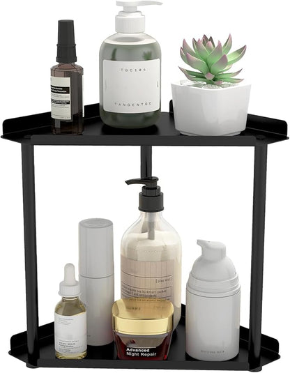 2 Tier Bathroom Counter Organizer, Vanity Organizer Corner Shelf, Makeup by Jesginboo