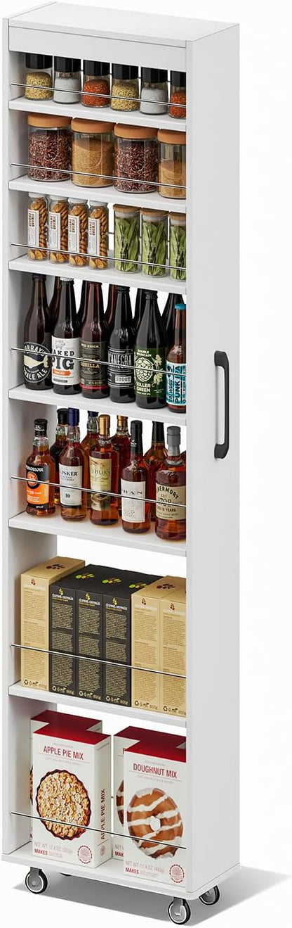 70" Tall Wooden Slim Storage Cart, 7 Tier Kitchen Rolling Cart - Image 7