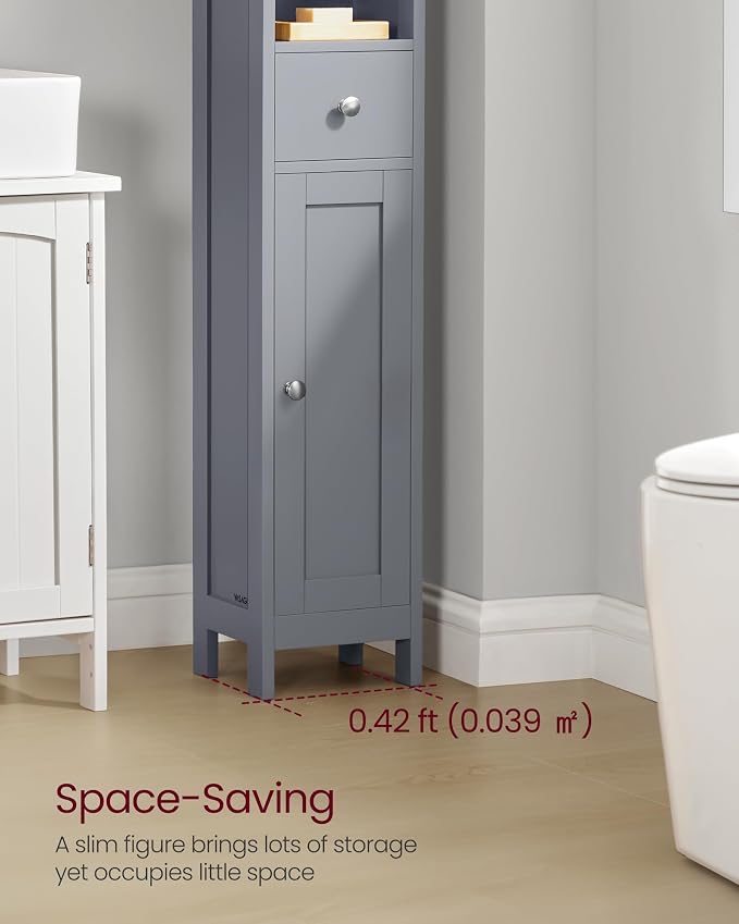 VASAGLE Tall Bathroom Cabinet, Slim Freestanding Bathroom Storage Cabinet - Image 4