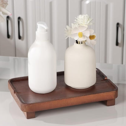 Wood Riser Small Decorative Tray Sink Soap Dish, Vanity Tray Pedestal Stand 9 x - Image 9