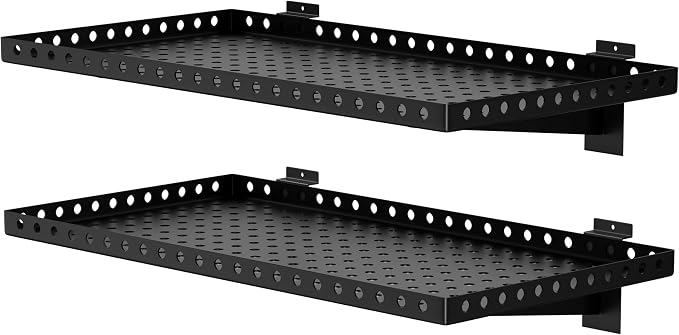 2 Pack Slatwall Shelves, Heavy Duty Black Metal Slat Wall Shelf by BOBIBAN