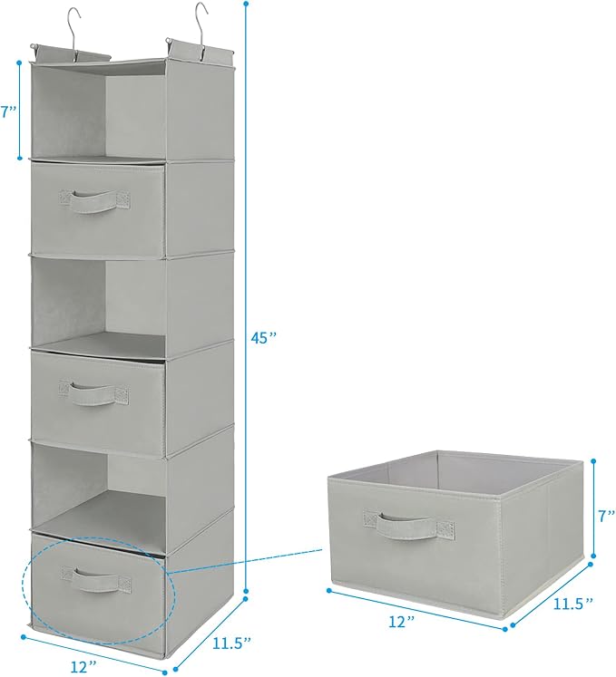 MAX Houser 6 Tier Shelf Hanging Closet Organizer, Closet Hanging Shelf - Image 3
