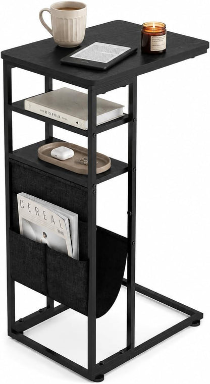 C Shaped End Table 28" 3-Tier C Table by Zexvida
