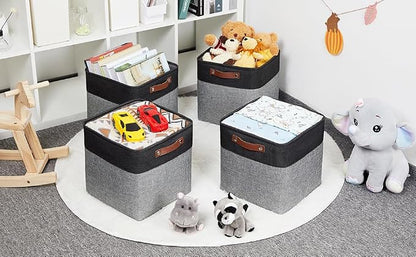 HNZIGE Fabric Cube Storage Baskets Bins Cube Baskets 11x11, Foldable Storage - Image 4