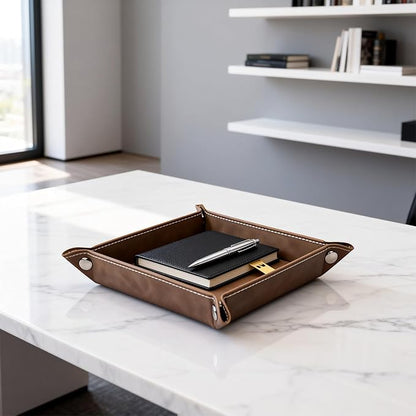 siduater Valet Tray Desktop Storage Organizer – Vegan Leather Catchall Bedside - Image 4