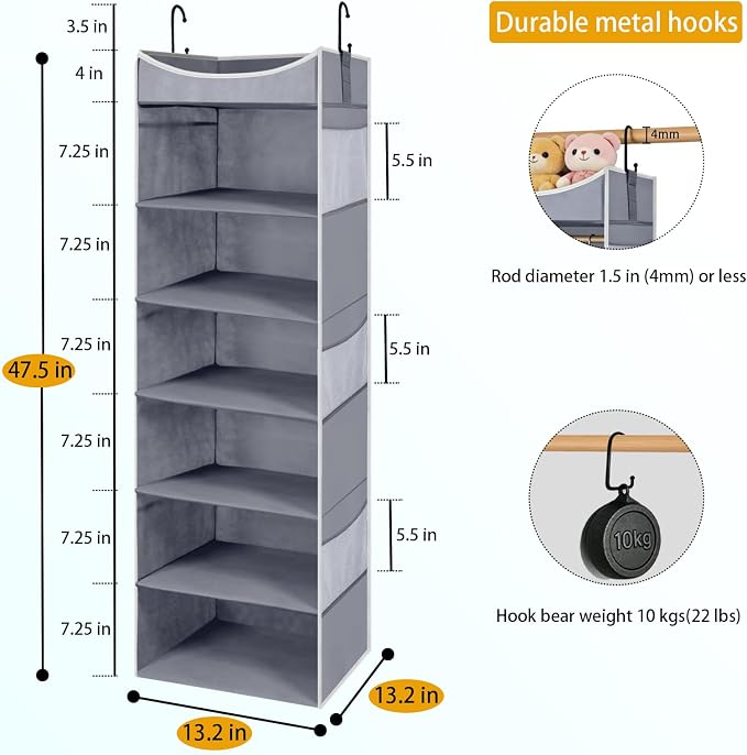 6-Shelf Hanging Closet Organizer and Storage - Image 2
