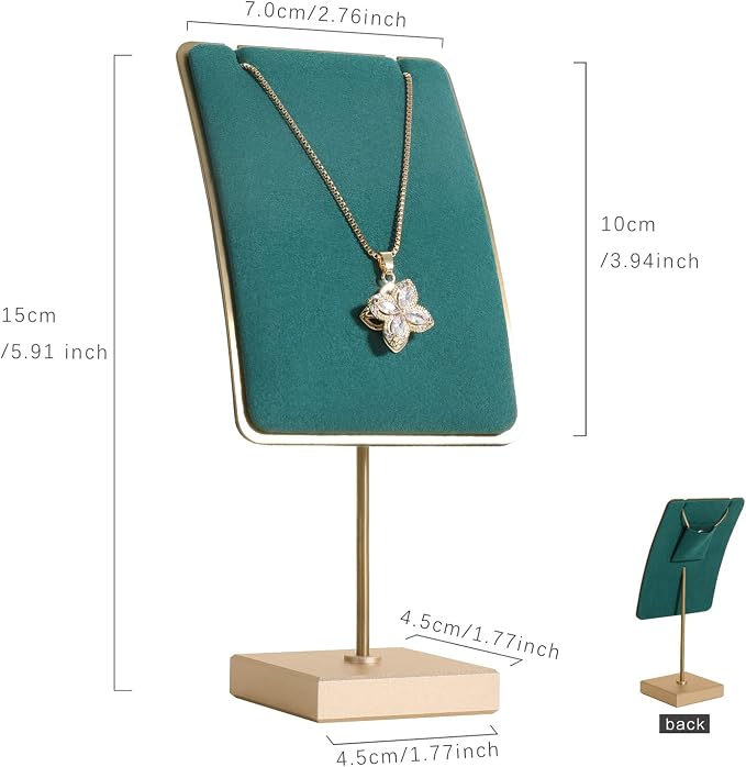 GemeShou Green necklace holder small jewelry stand, Velvet necklace display - Image 4