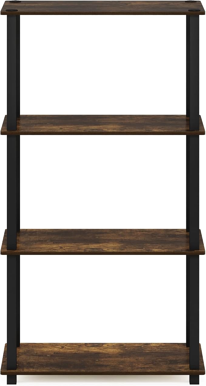 Furinno TURN-S-TUBE Storage Shelves, 4-Tier Book Shelf, Corner Shelf, Toolless - Image 8