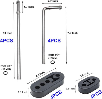 16PCS Exhaust Hanger 304 Stainless Steel 3/8" Rod Rubber Hanger Set - Image 2