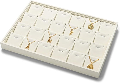 24 Grids Necklace Display Tray, Stackable Jewelry Organizer Trays, Microfiber - Image 2