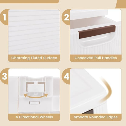 5-Drawer Narrow Storage Cabinet, Slim Rolling Cart | Mobile Plastic Cart - Image 8