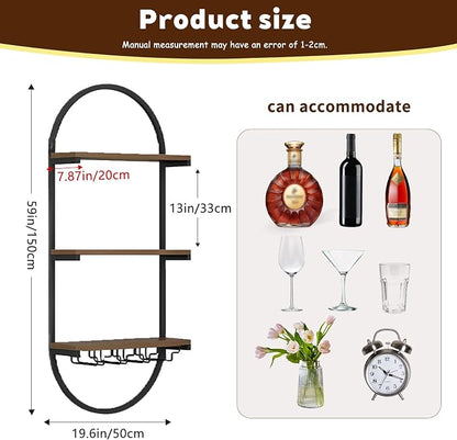 Wall Mount Wine Rack, 3-Tier Metal Oval Design Wine Rack Wall Mounted, Wine - Image 2