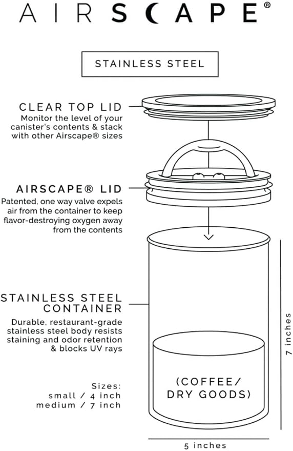 AirScape Planetary Design Stainless Steel Coffee Canister | Food Storage - Image 5