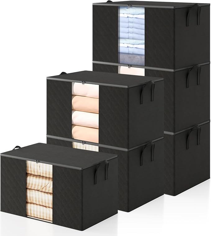 6 Pack Clothes Storage Bags - 90L Blanket Organizers and Storage by POMGRATREE