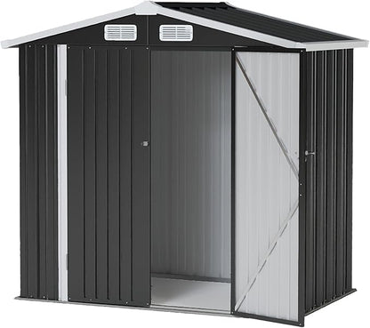 6x4FT Outdoor Storage Shed, Metal Garden Tool Shed - Image 8