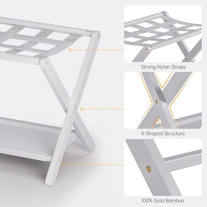 HITNET White Luggage Rack, Folding Suitcase Stand - Image 5