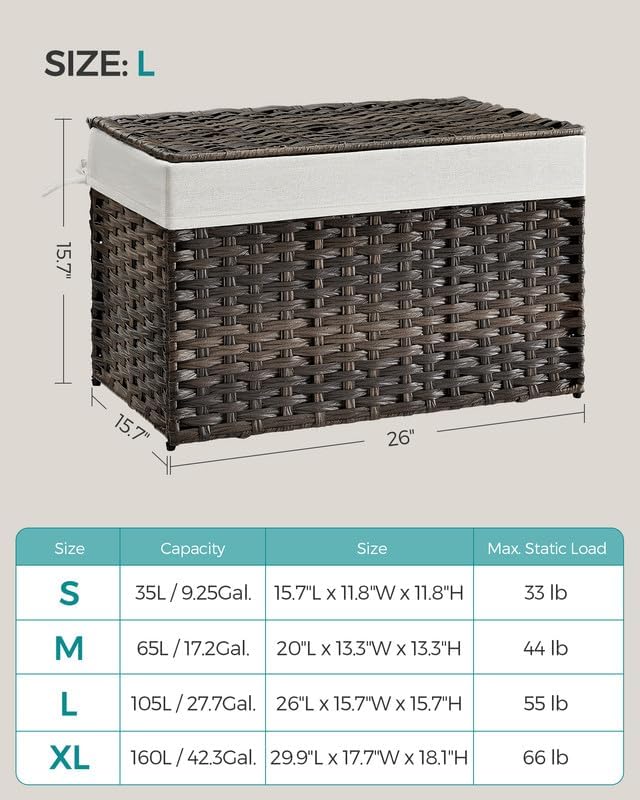 SONGMICS Storage Basket with Lid, Woven Blanket Storage Bin with Handles - Image 7