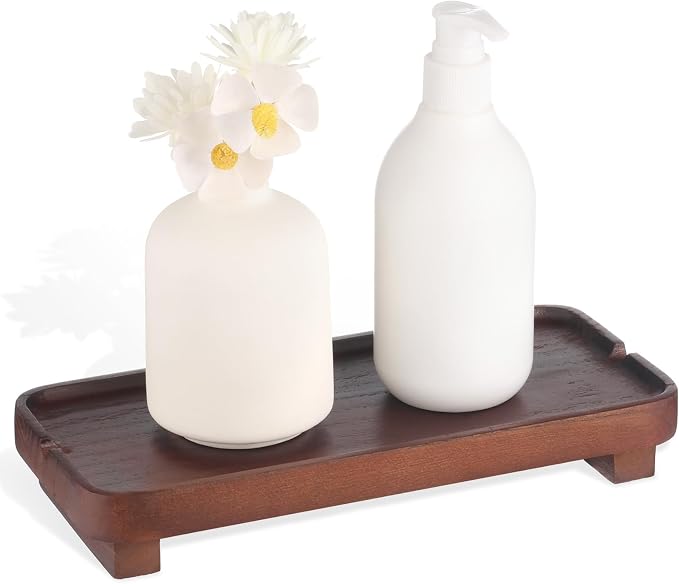 Wood Riser Small Decorative Tray Sink Soap Dish, Vanity Tray Pedestal Stand 10 by Hiitytin