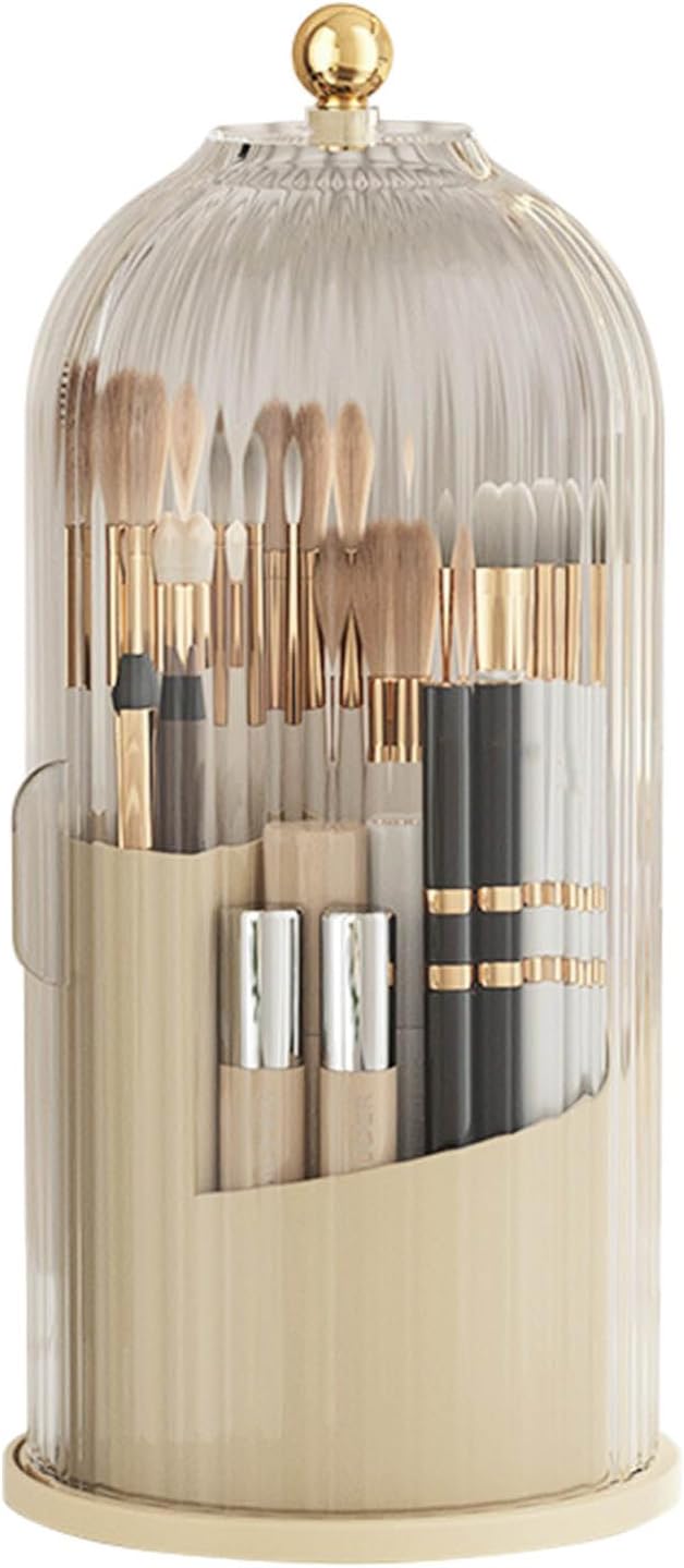 Cosmetic Storage Holder Box, Transparent 360° Rotating Sliding Door Makeup - Image 8