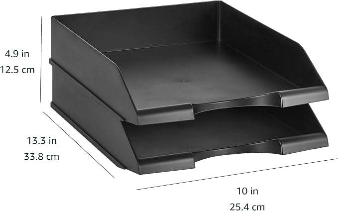 Amazon Basics Rectangular, Stackable Office Letter Organizer Desk Tray - Image 4