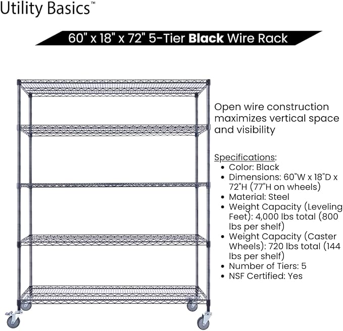 NSF Commercial 5-Tier Wire Shelving - Image 5