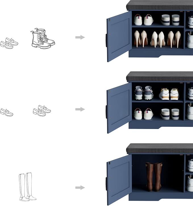 HOMSHO Farmhouse Shoe Storage Bench - Image 5