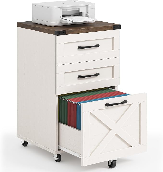 Halitaa Farmhouse 3 Drawer Small File Cabinet by Halitaa