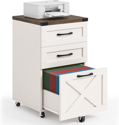 Halitaa Farmhouse 3 Drawer Small File Cabinet by Halitaa