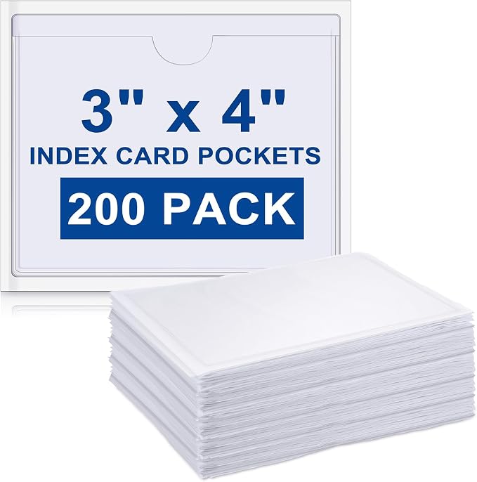 Outus 200 Pack 3.5 x 4.4 Inch Self Adhesive Label Pockets Bulk Plastic Labels by Outus