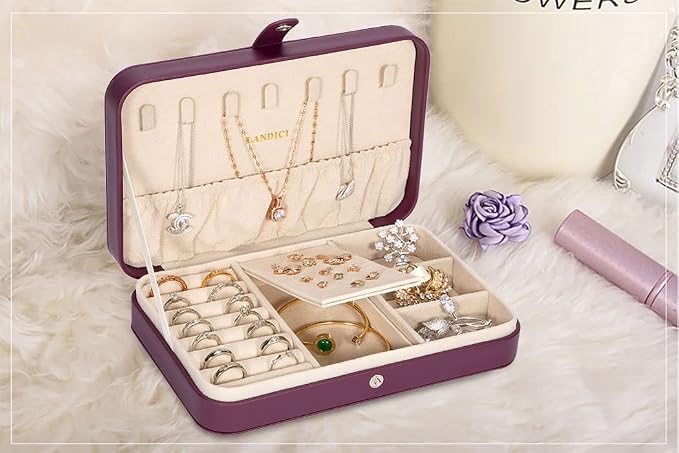 LANDICI Small Jewelry Box for Women Girls, PU Leather Travel Jewelry Case - Image 6