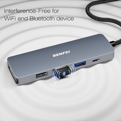 BENFEI USB C Hub 5-in-1 with 4K HDMI, 100W Power Delivery, 3 USB-A, Silicone - Image 7