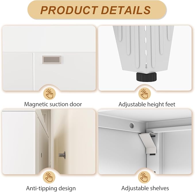 79" White Metal Storage Cabinet - Image 5