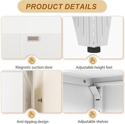 79" White Metal Storage Cabinet - Image 5