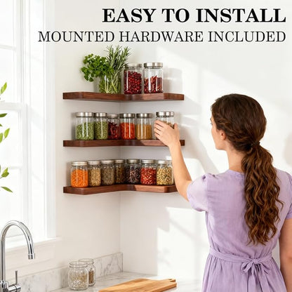 Floating Corner Shelves, Wall Shelf Set of 3, Shelves - Image 5