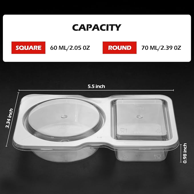 UVHJW 20 Set Reusable Snack Containers, 2-Compartment Dipping Containers - Image 3